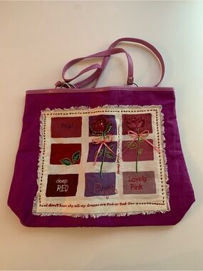 Maggi B Tote Bag Flower Appliqué NWT